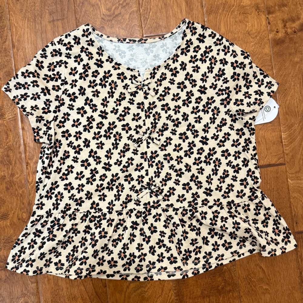NWT Size XL (14-16) Wonder Nation Floral Print Peplum Top